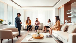 Engaging scene highlighting medspa marketing strategies with a consultant and clients in discussion.