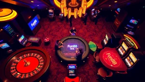 Experience thrill with Fun88 link as players engage in vibrant casino games and betting.