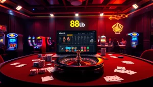 Excited players engaging at the luxurious nhà cái 88clb casino table with poker chips and cards.