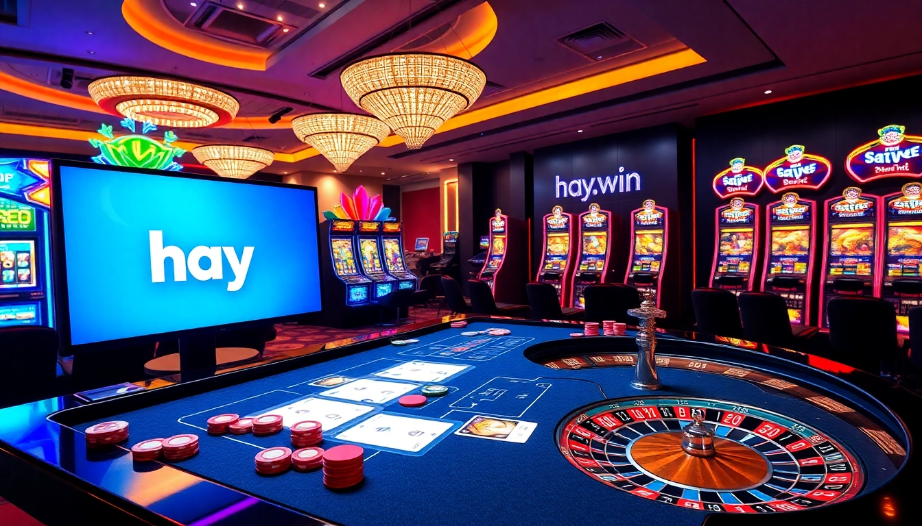 Experience high-stakes gaming at hay.win with vibrant casino tables and interactive slot machines.