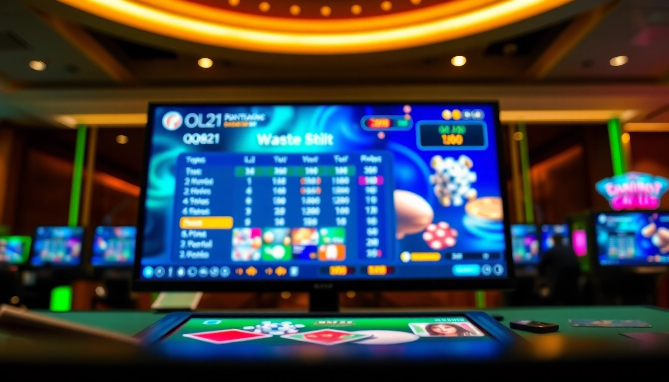 Taruhan online qq8821 dalam suasana kasino modern dengan permainan menarik.