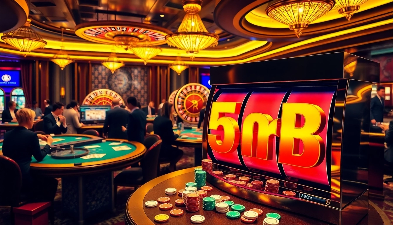 Berinteraksi dengan slot depo 5rb di kasino yang seru dengan mesin slot yang berwarna-warni dan para pemain.