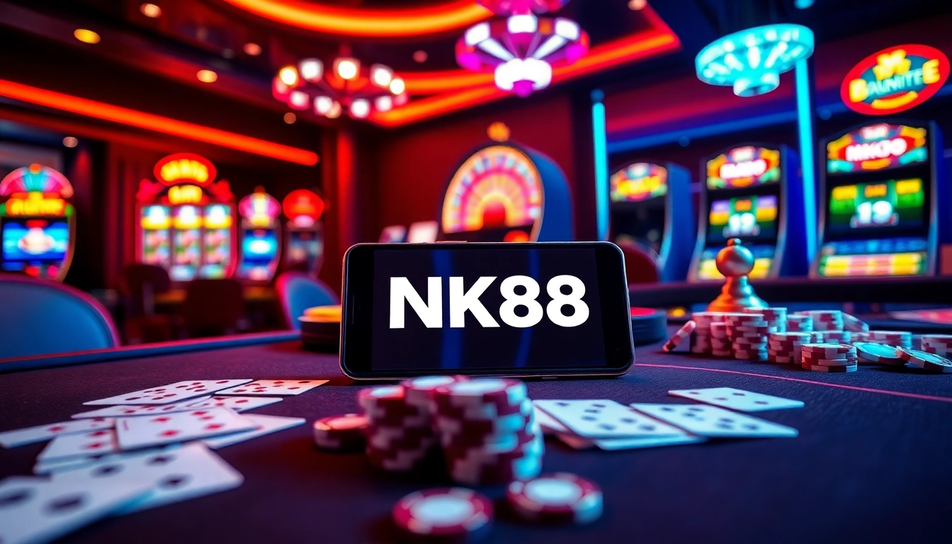 Engaging scene featuring players at a casino table, emphasizing link vào NK88 for an exciting gambling experience.