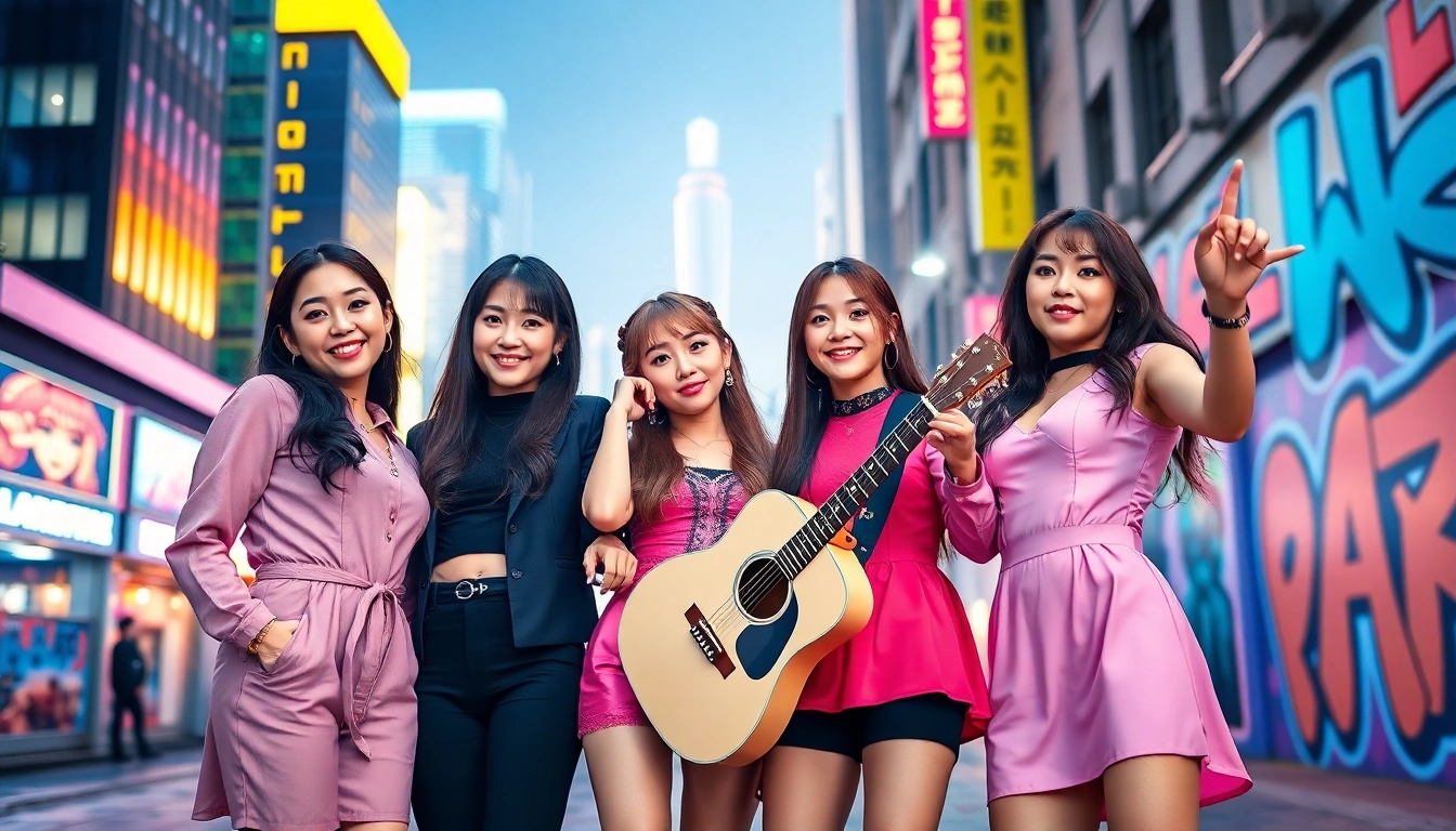 Stylish blackpink members posing in an urban setting, showcasing their unique personalities and talents.