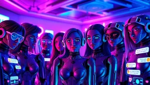 Engaging NSFW AI chat avatars interacting in a vibrant digital room.