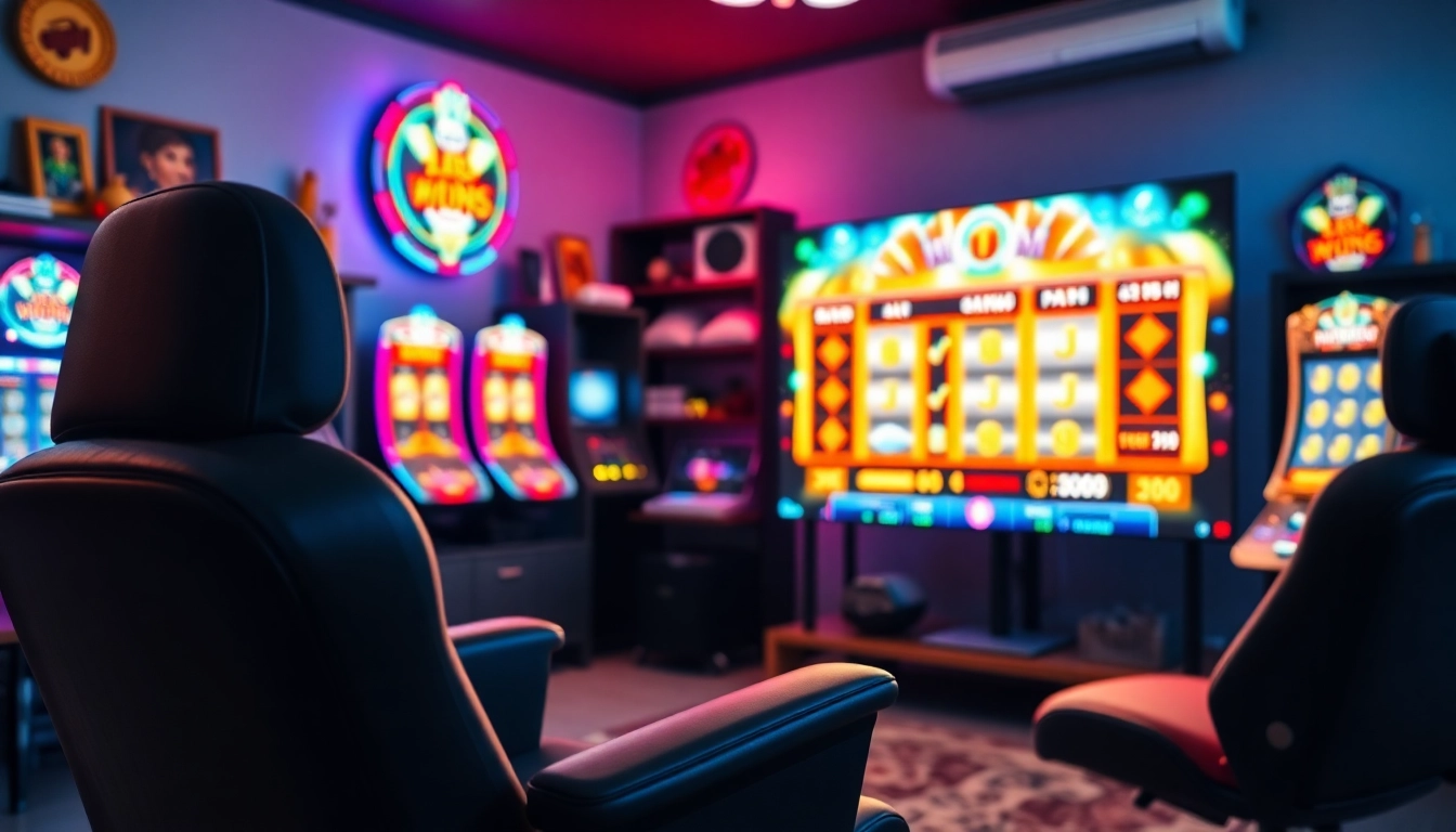 Menampilkan slot depo 1k dalam set gaming yang modern dengan suasana cerah dan menarik.