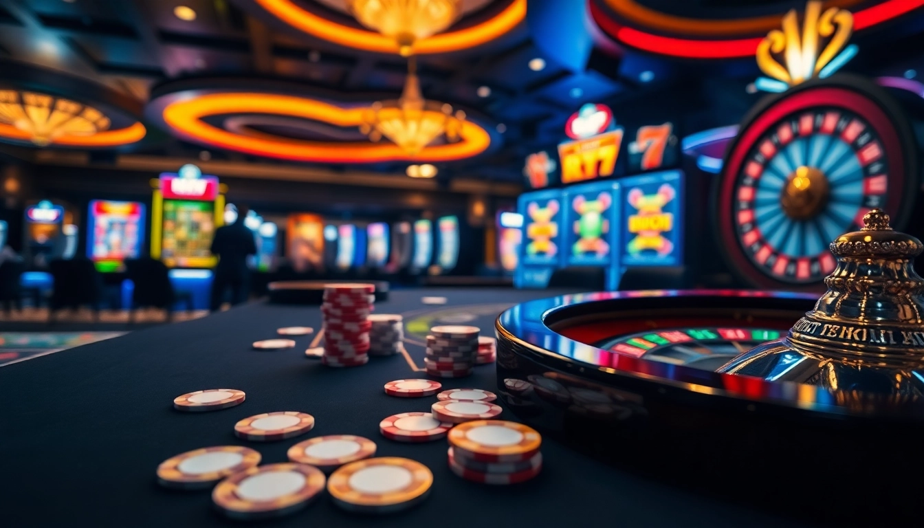 Engaging scene showcasing gambling excitement with 'rtp seven77' symbols at a slot machine.