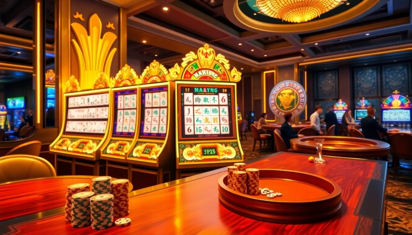 Engage with excitement on the slot demo mahjong in a luxurious casino setting.