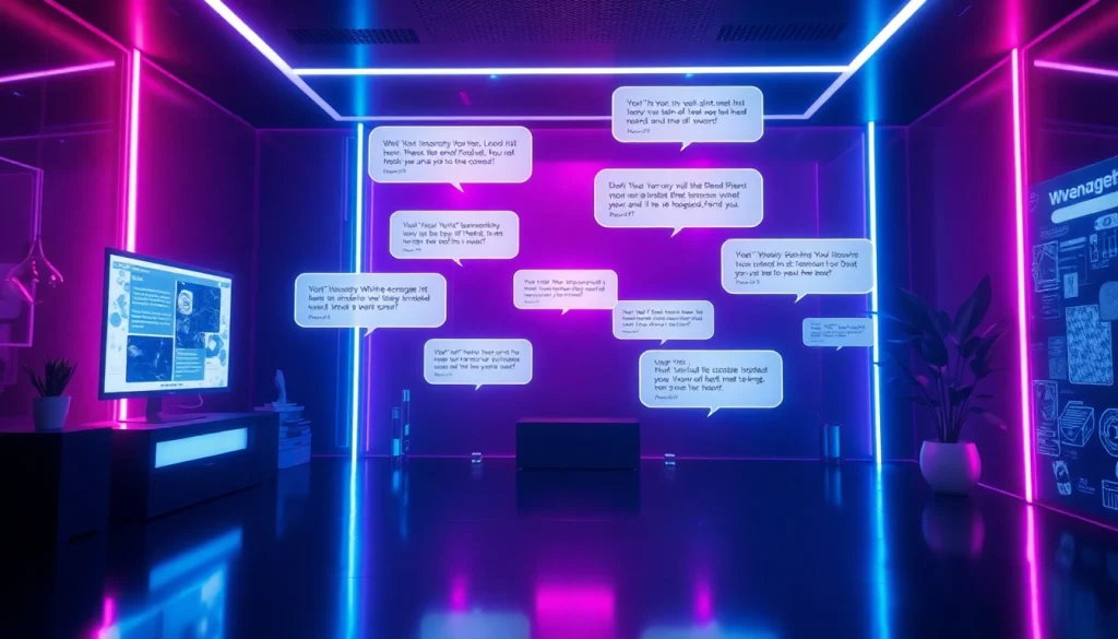 Innovative NSFW AI chat interface showcasing a futuristic digital room with interactive elements.
