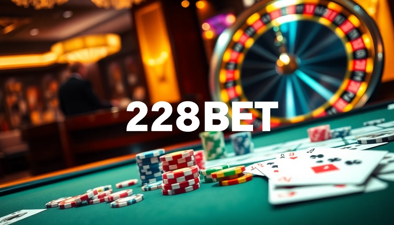 Gambler enjoying a game at a luxurious 28BET casino table with vibrant poker chips and cards.