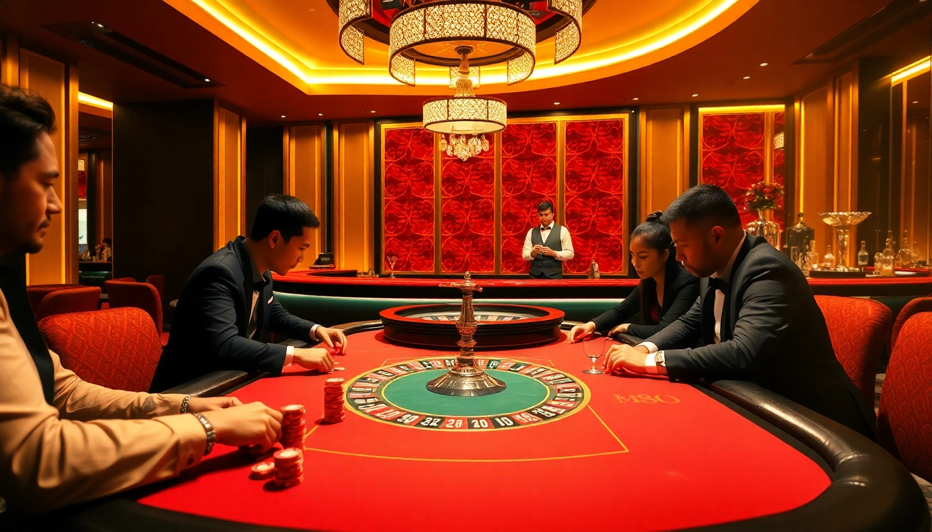 Experience MM88's exciting poker gameplay amid a luxurious casino atmosphere.