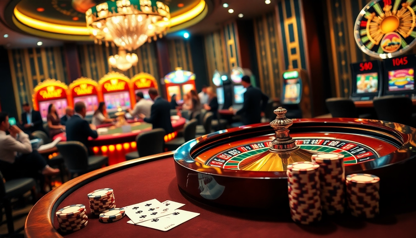 Players enjoying a thrilling game at a luxurious casino, inspired by https://www.kjc.global/.