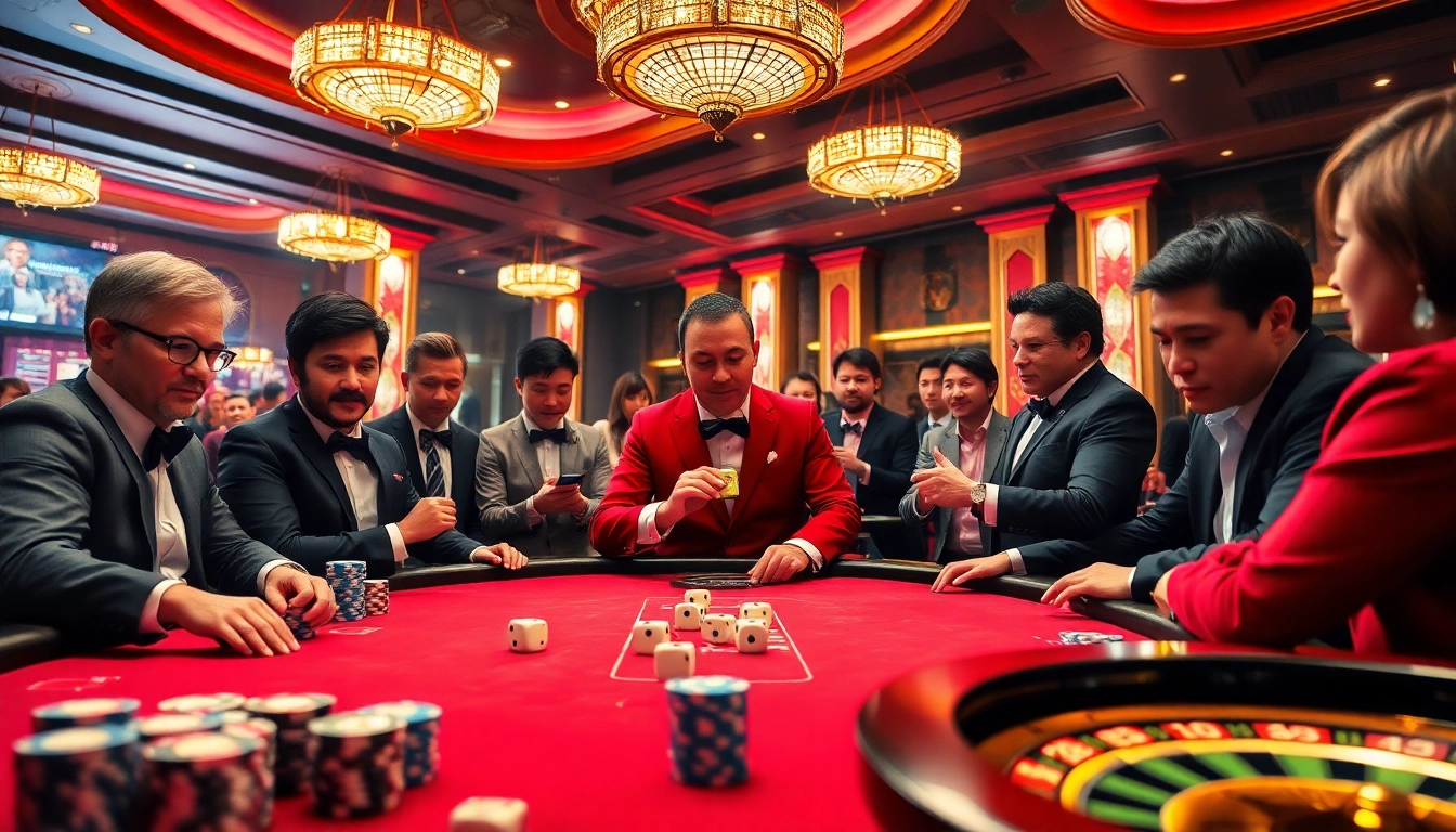 Engaging players at a luxurious casino poker table, showcasing the excitement of bangsawan88.
