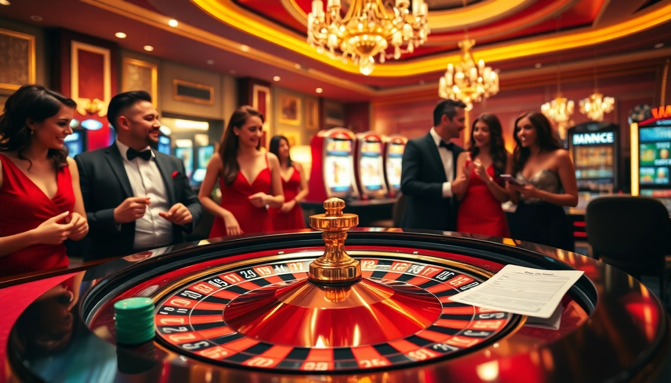 Vivez l'excitation du casino en ligne Français avec une table de roulette glamour et des joueurs captivants.