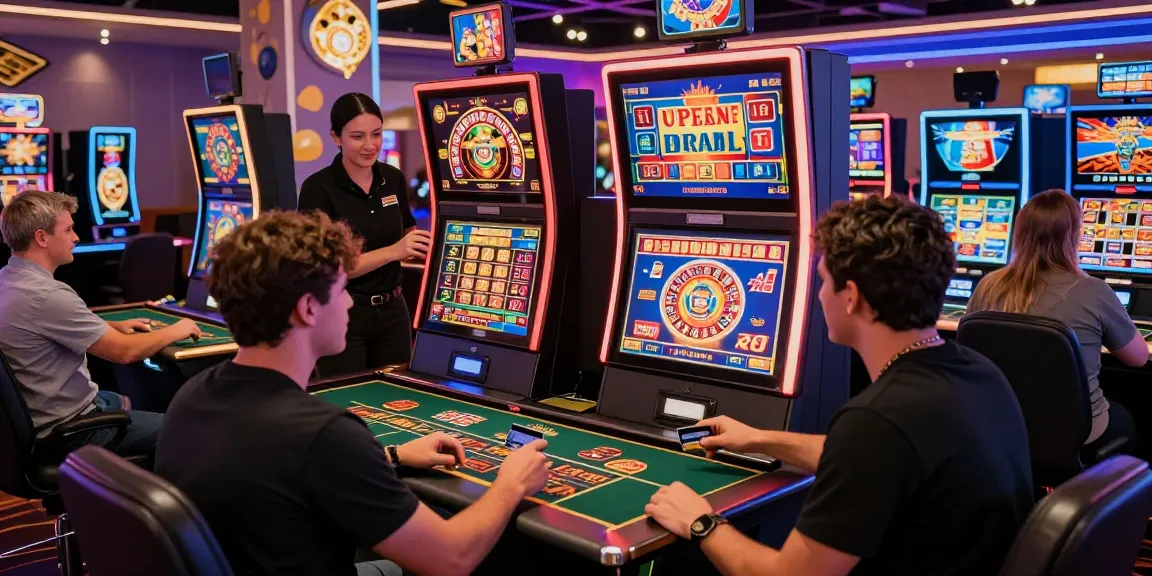 Exciting scene of online casinos that accept credit cards with players enjoying various games, vibrant atmosphere.