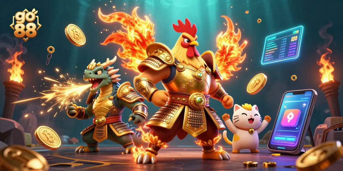 Engage with go 88 as fierce characters showcase an electrifying casino battle with crypto-themed elements.