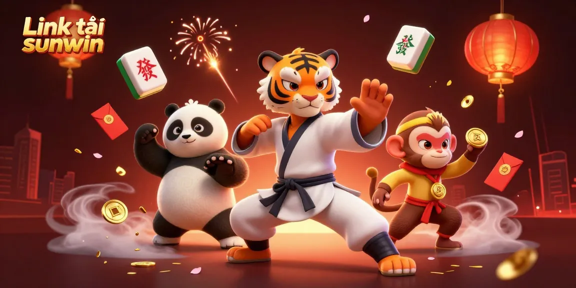 Experience the thrill of gaming with the Link tải sunwin, featuring cartoon characters and casino elements.